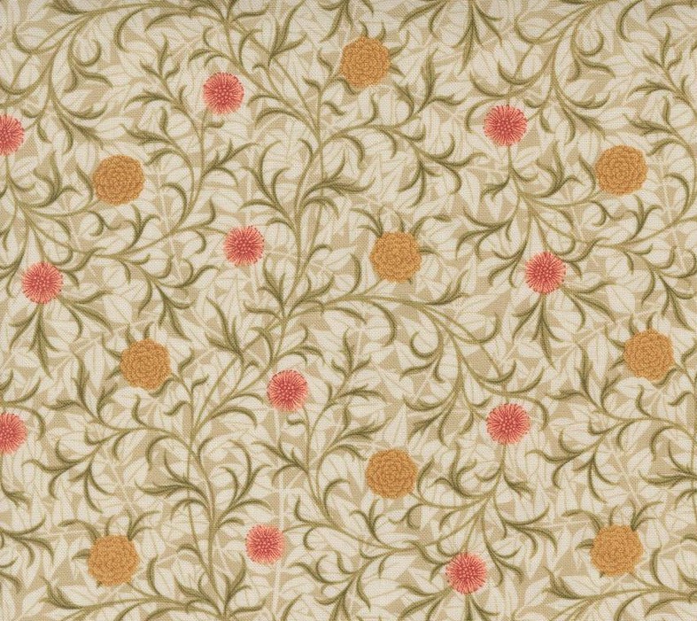 Morris Manor Scroll Florals Porcelain by Barbara Brackman for Moda Fabrics