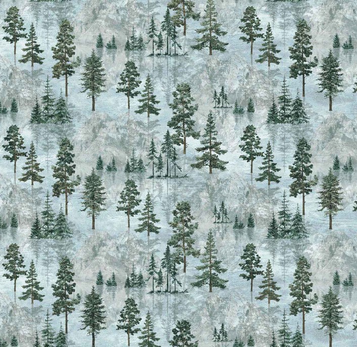 Stonehenge Eagle Pass Open Trees Light Blue by Linda Ludovico for Northcott Fabrics