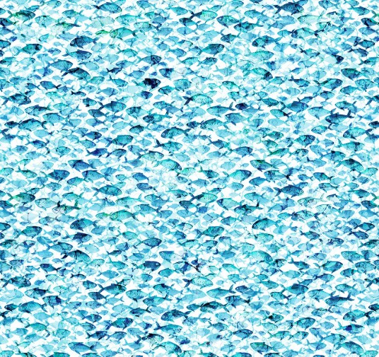 Deep Blue Multi Fish LB by Deborah Edwards & Melanie Samra for Northcott Fabrics