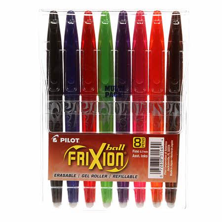 Frixion Fine Tip, 8 pens, asst. Ink 