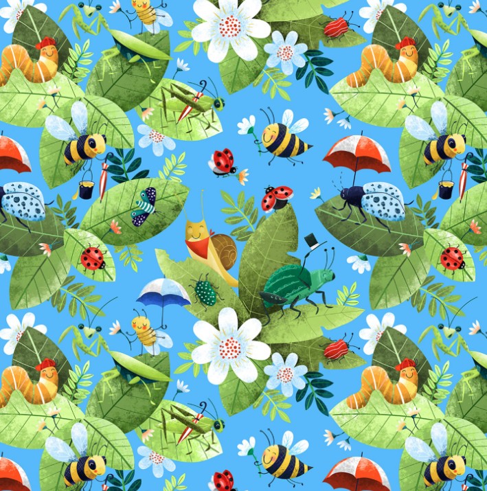 Hidden World Bugs All Over Blue from Elizabeths Studio