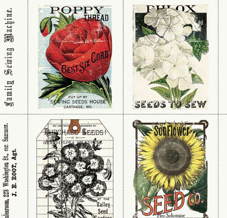 Sewing Seeds III Sewing Seed Packs White by J. Wecker Frisch for Riley Blake Designs