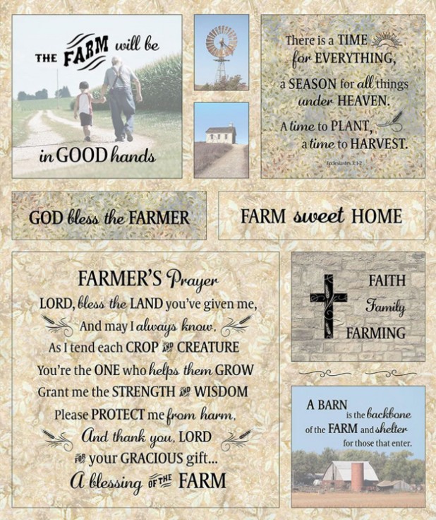 Tonga Farm Sweet Home Panel Wheat by Wing and a Prayer for Timeless Treasures