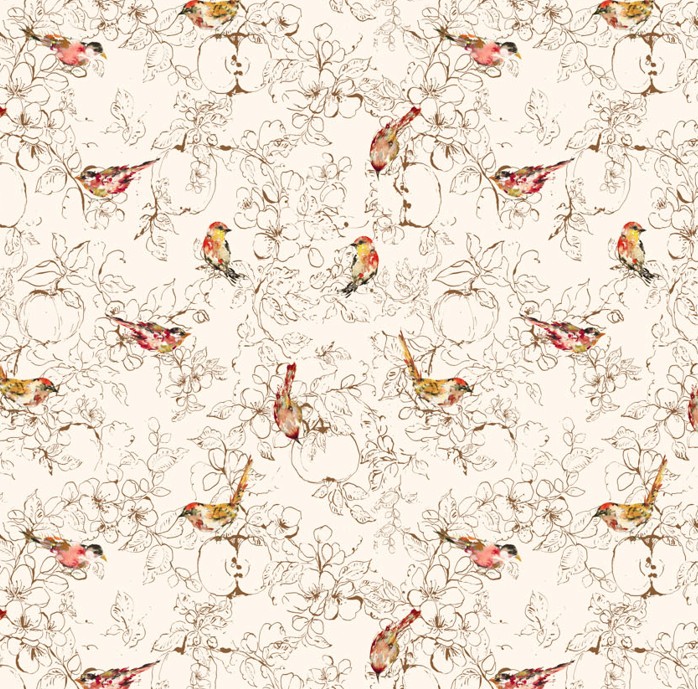 Blooming Memories Birds Cream by Hina Mirza for Figo Fabrics