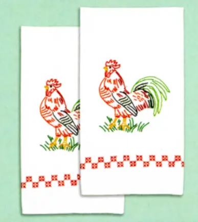 Rooster Hand Towels by Jack Dempsey