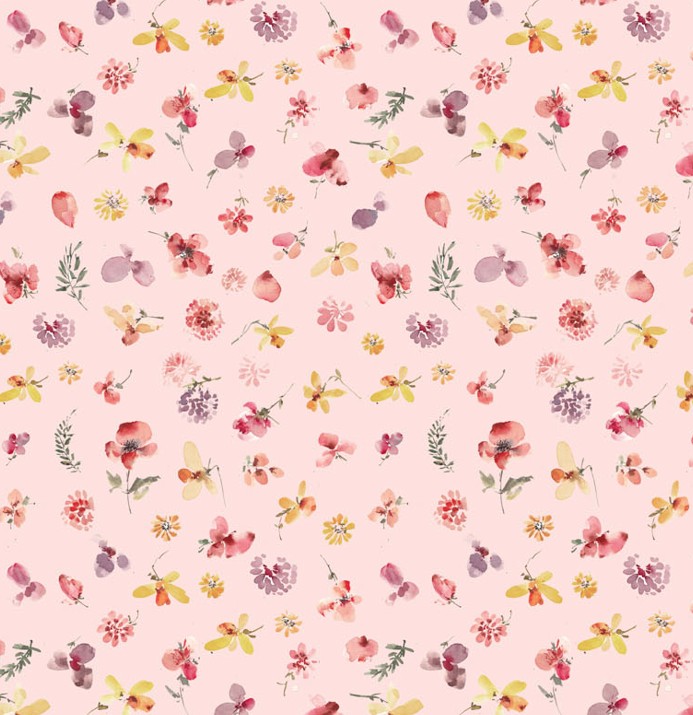 Blooming Memories Small Floral Pink by Hina Mirza for Figo Fabrics