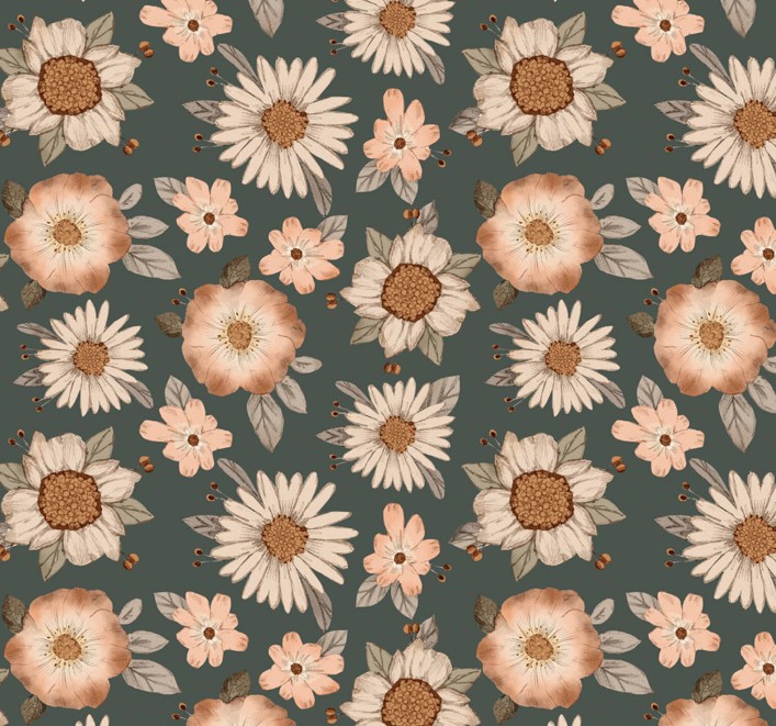 Charmwood Large Floral Spruce by Bernadett Urbanovics for Figo Fabrics