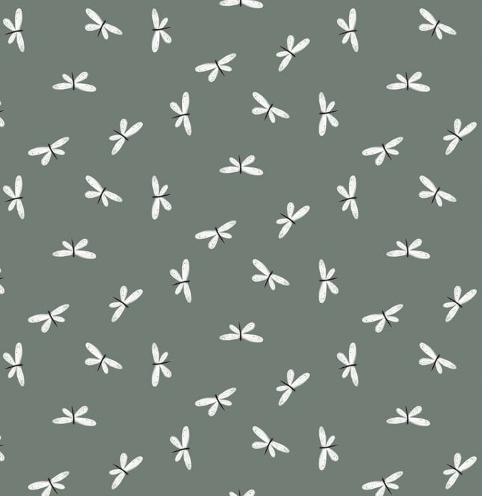 Charmwood Dragonflies Spruce by Bernadett Urbanovics for Figo Fabrics