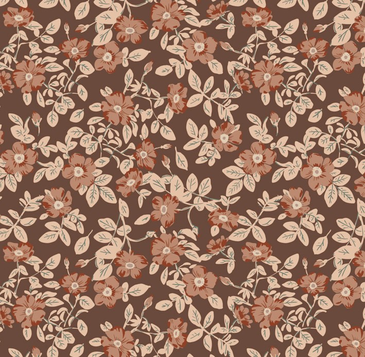 Charmwood Floral Cocoa by Bernadett Urbanovics for Figo Fabrics