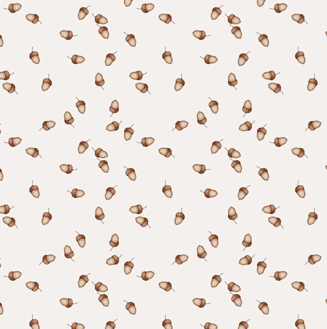 Charmwood Acorns Cream by Bernadett Urbanovics for Figo Fabrics
