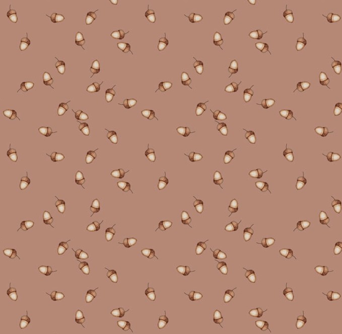 Charmwood Acorns Caramel by Bernadett Urbanovics for Figo Fabrics