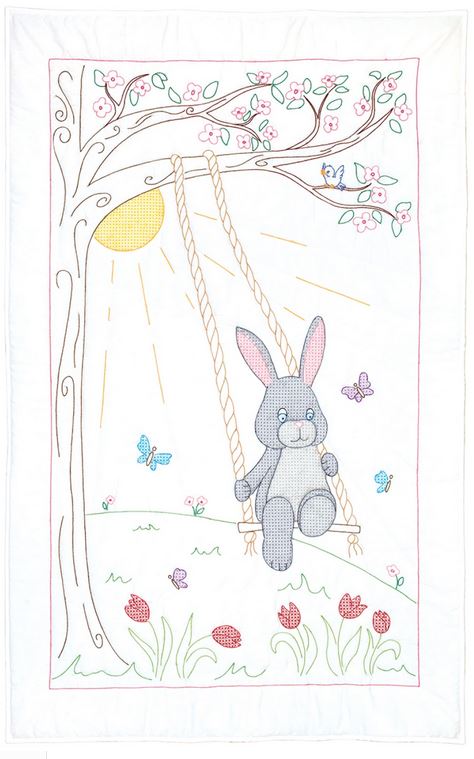 Swinging Bunny Quilt Crib Top from Jack Dempsey