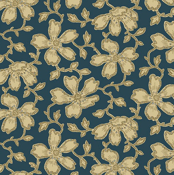 Carolina Vermicular Floral Blue by Jo Morton for Andover Fabrics