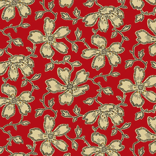 Carolina Vermicular Floral Red by Jo Morton for Andover Fabrics