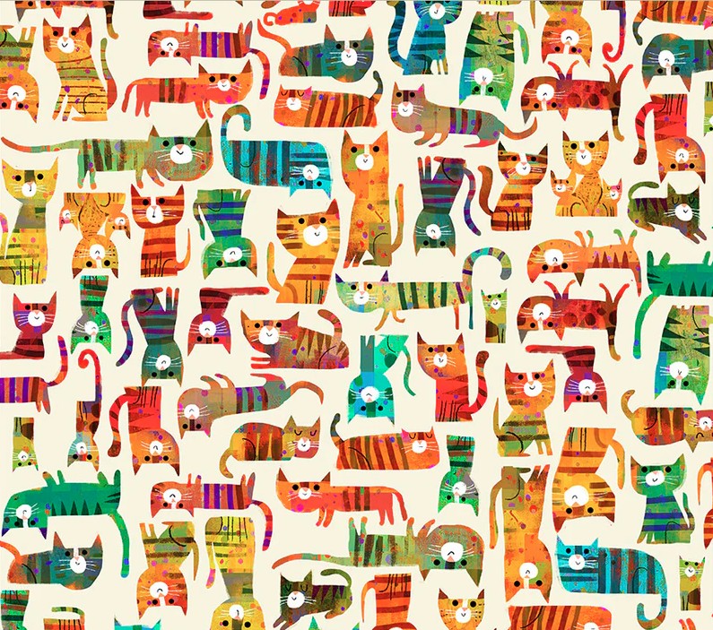 Fur-ever Friends Cat House Ivory by Gareth Lucas for Windham Fabrics