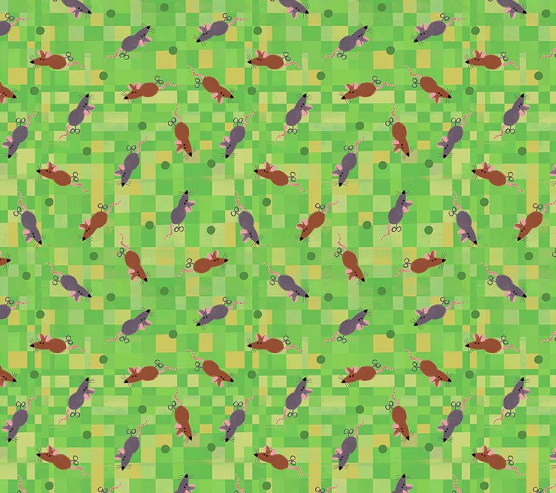 Fur-ever Friends Mouse Play Green by Gareth Lucas for Windham Fabrics