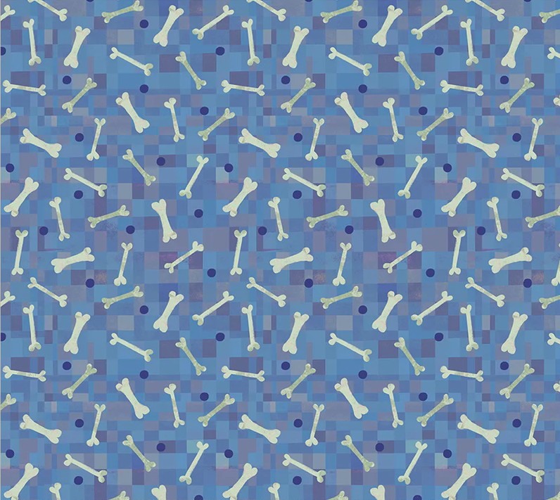 Fur-ever Friends Fetch Bone Blue by Gareth Lucas for Windham Fabrics