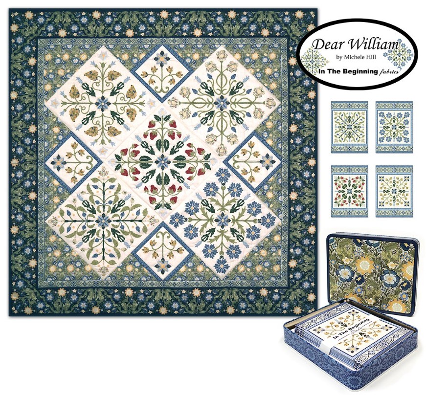 Dear William Postcards with Quilt Panel by Michele Hill for In The Beginning Fabrics