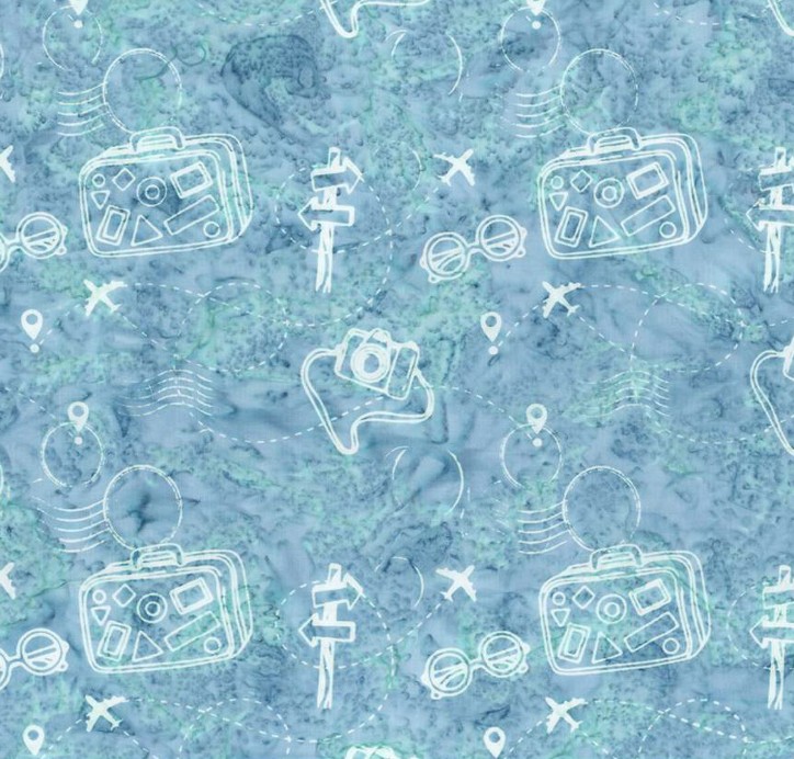 Expressions Batiks Places You'll Go Luggage Baby Blue from Riley Blake Designs