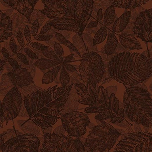 Forest Floor Moonstone Leaves Brown by Barb Tourtillotte for Henry Glass Fabrics