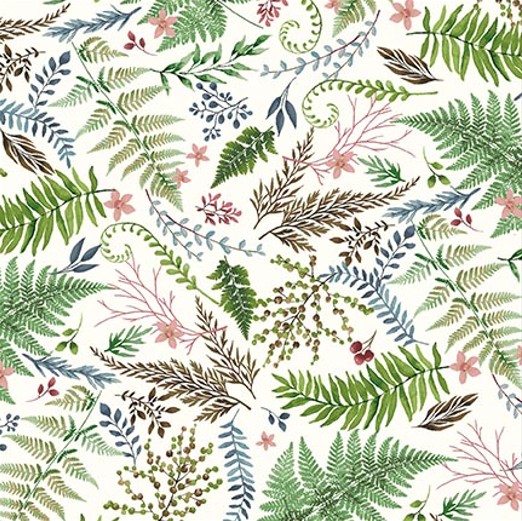 Forest Floor Ferns Cream by Barb Tourtillotte for Henry Glass Fabrics