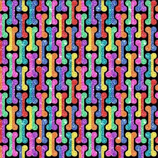 Diva Pups Bones Black by Robert Giordano for Henry Glass Fabrics