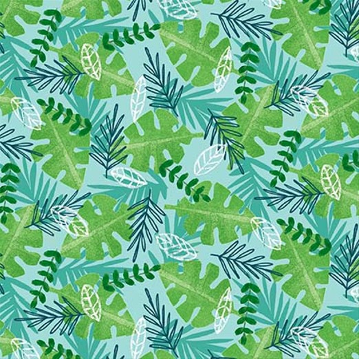 Zoo Crew Tossed Leaves Sage by Lindsey Sagar for Blank Quilting