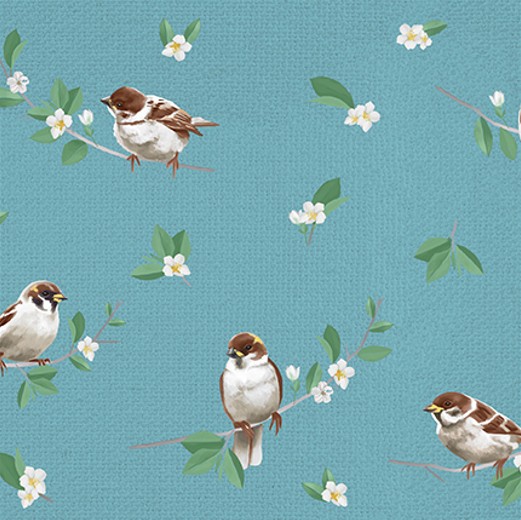 Love Never Fails Birds on Branches Light Blue by Lucca Sheppard for Blank Quilting