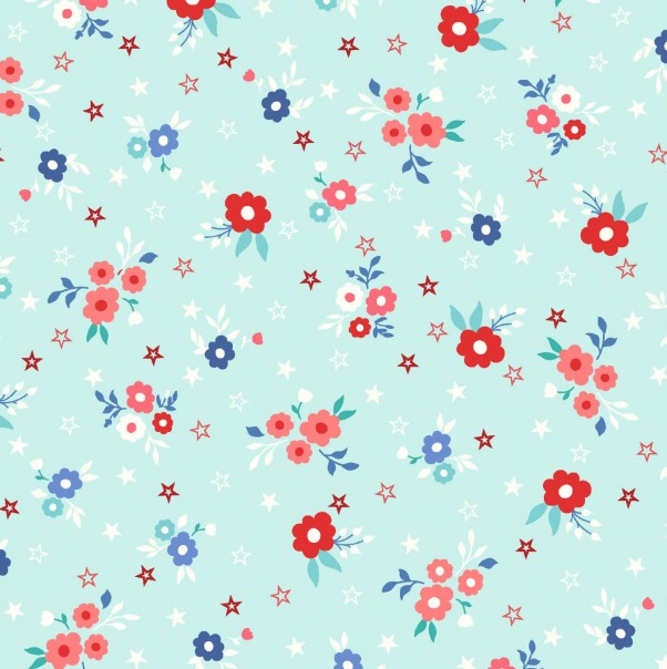 Star-Spangled Beauty Bouquets Aqua by Kimberbell for Maywood Studio
