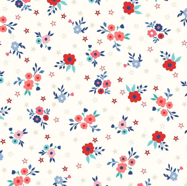 Star-Spangled Beauty Bouquets Soft White by Kimberbell for Maywood Studio