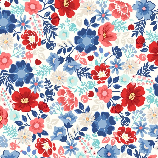 Star-Spangled Beauty Flower Parade Soft White by Kimberbell for Maywood Studio