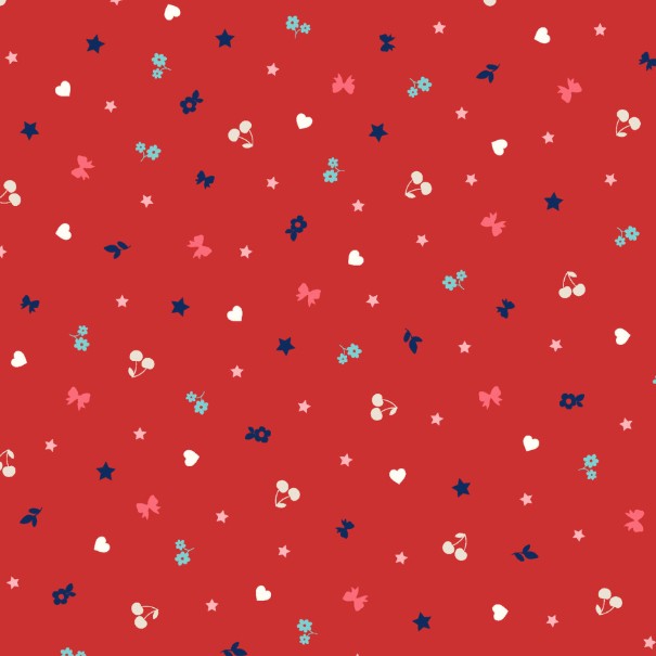Star-Spangled Beauty Teeny Tinys Red by Kimberbell for Maywood Studio