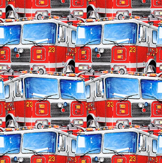 Fire Alarm Firetrucks Red by Paul Walsh for Blank Quilting