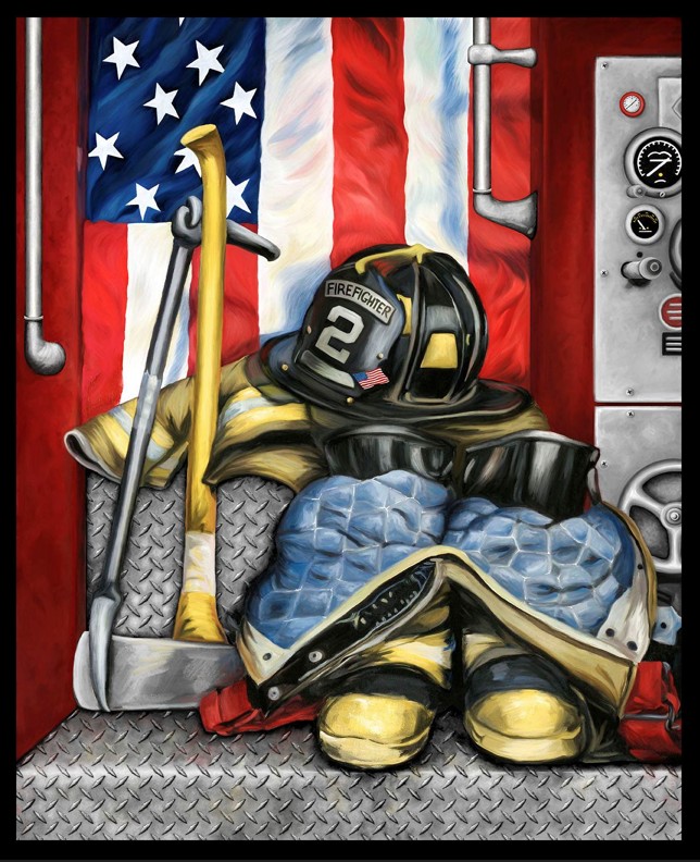 Fire Alarm Firefighter Panel Red by Paul Walsh for Blank Quilting