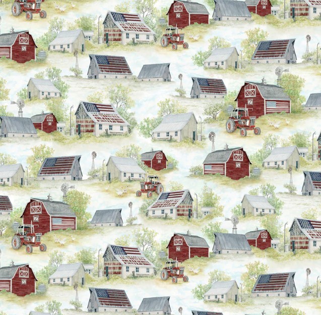 Farmhouse Americana Farmhouse Scene by Cindy Jacobs for P&B Textiles