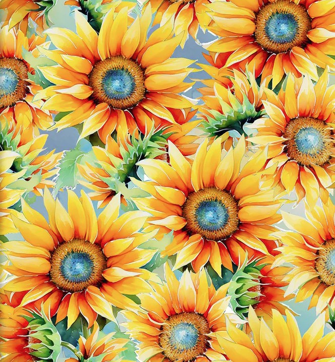 Hummingbird Bouquet Sunflower Jewels Yellow by Shawna Stewart for 3 Wishes Fabrics