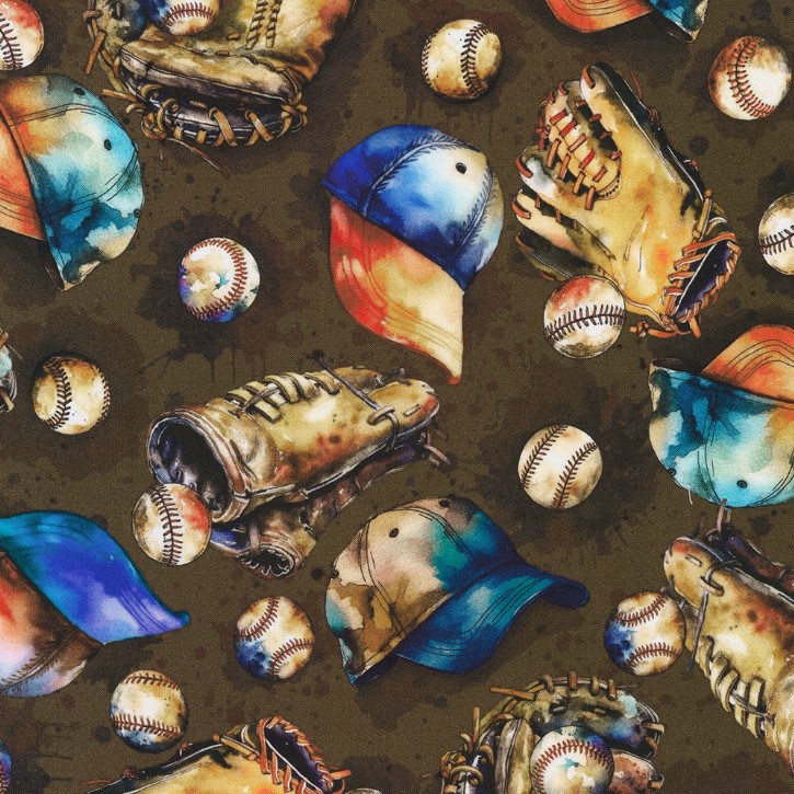 Game Day Hats and Mitts Brown from Robert Kaufman Fabrics