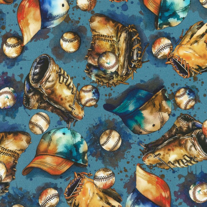 Game Day Hats and Mitts Blue from Robert Kaufman Fabrics