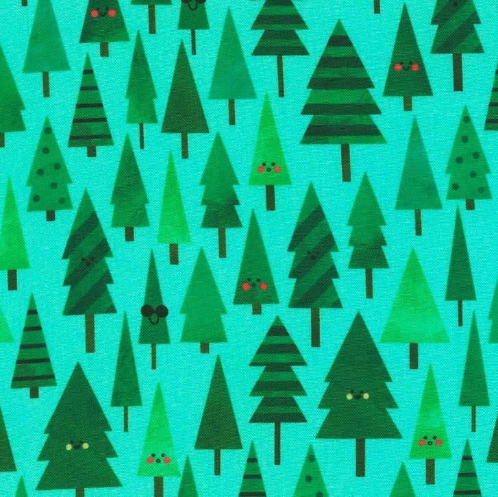 Campground Critters Happy Trees Mint by Ann Kelle for Robert Kaufman Fabrics