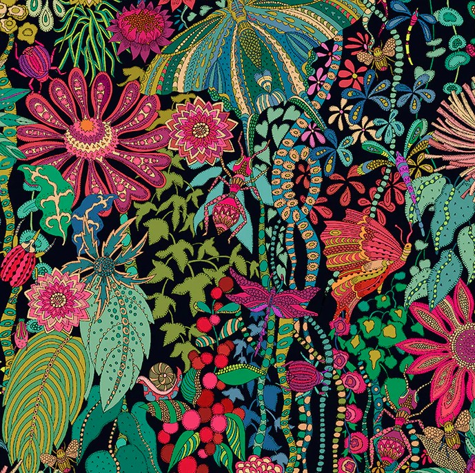 Twilight Twilight Dance Black by Sally Kelly for Windham Fabrics