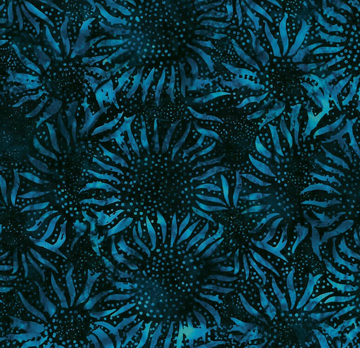 Bali Chop Batik Sunflowers Navy from Hoffman Fabrics