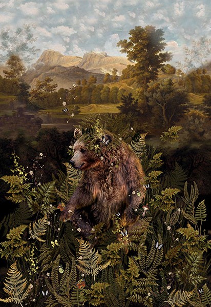Among the Ferns Bear Panel from Hoffman Fabrics