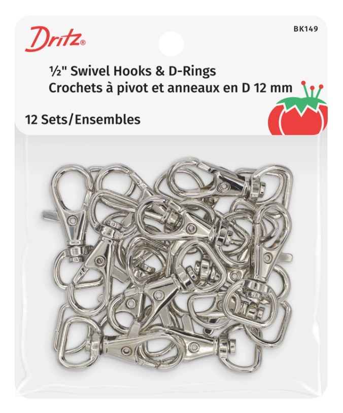 Dritz Nickel .5 Inch Swivel Hooks & D-Rings 12 Sets