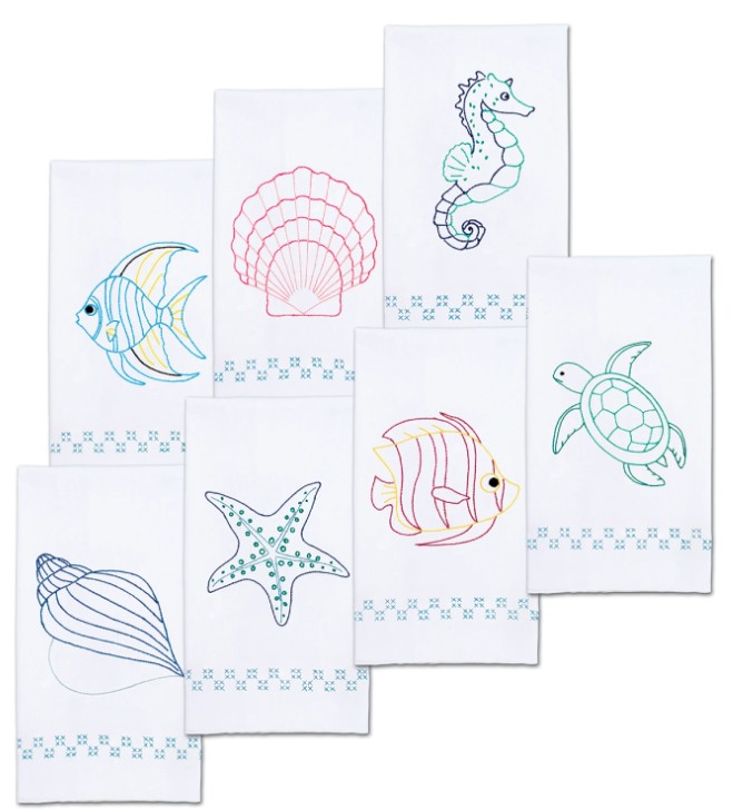Beach Decorative Hand Towel Set Embroidery Patterns from Jack Dempsey Inc