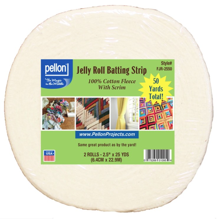 Pellon Cotton with Scrim Jelly Roll Batting 2.5" x 50 Yards