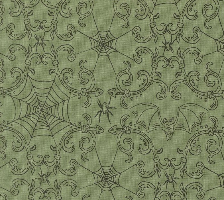 Home Sweet Haunt Rod Iron Halloween Moss by Stacy Iest Hsu for Moda Fabrics