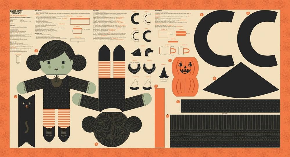 Home Sweet Haunt Cut and Sew Witch Panel by Stacy Iest Hsu for Moda Fabrics