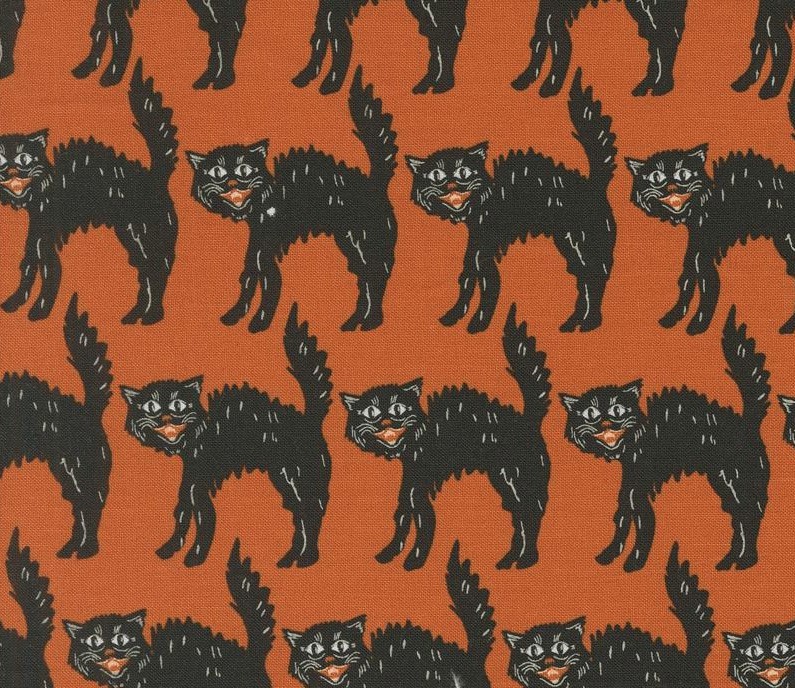 Home Sweet Haunt Little Black Cat Rust by Stacy Iest Hsu for Moda Fabrics