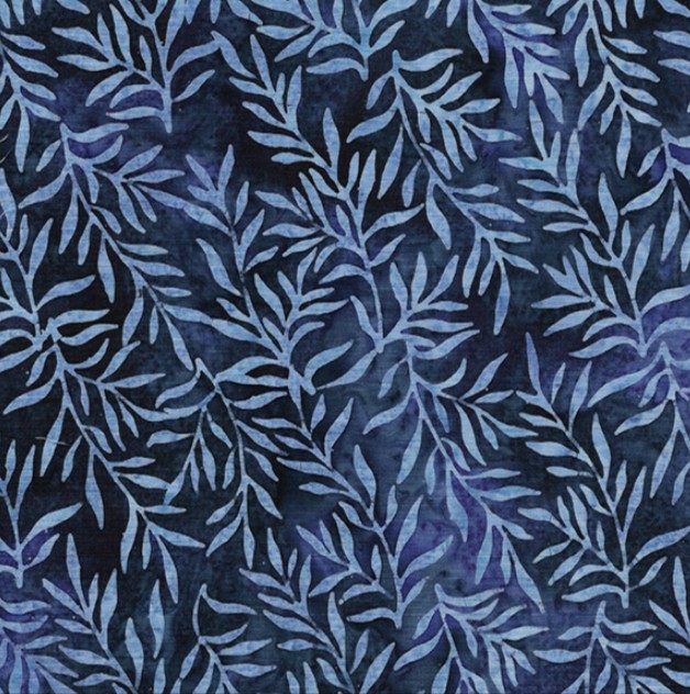 Fall Flair Batik Leafy Vine Blue Ocean from Island Batik