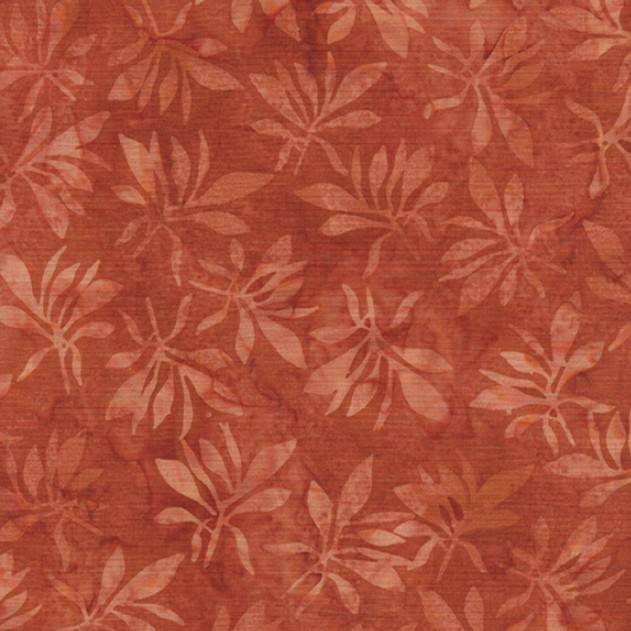 Fall Flair Batik Leaves Red Brick from Island Batik